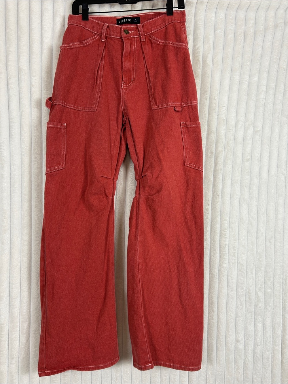Lioness Miami Vice faded Red Cargo Carpenter Pants sz S - Picture 1 of 9